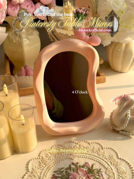 M18: Irregular Shaped Bow Mirror: Light Pink