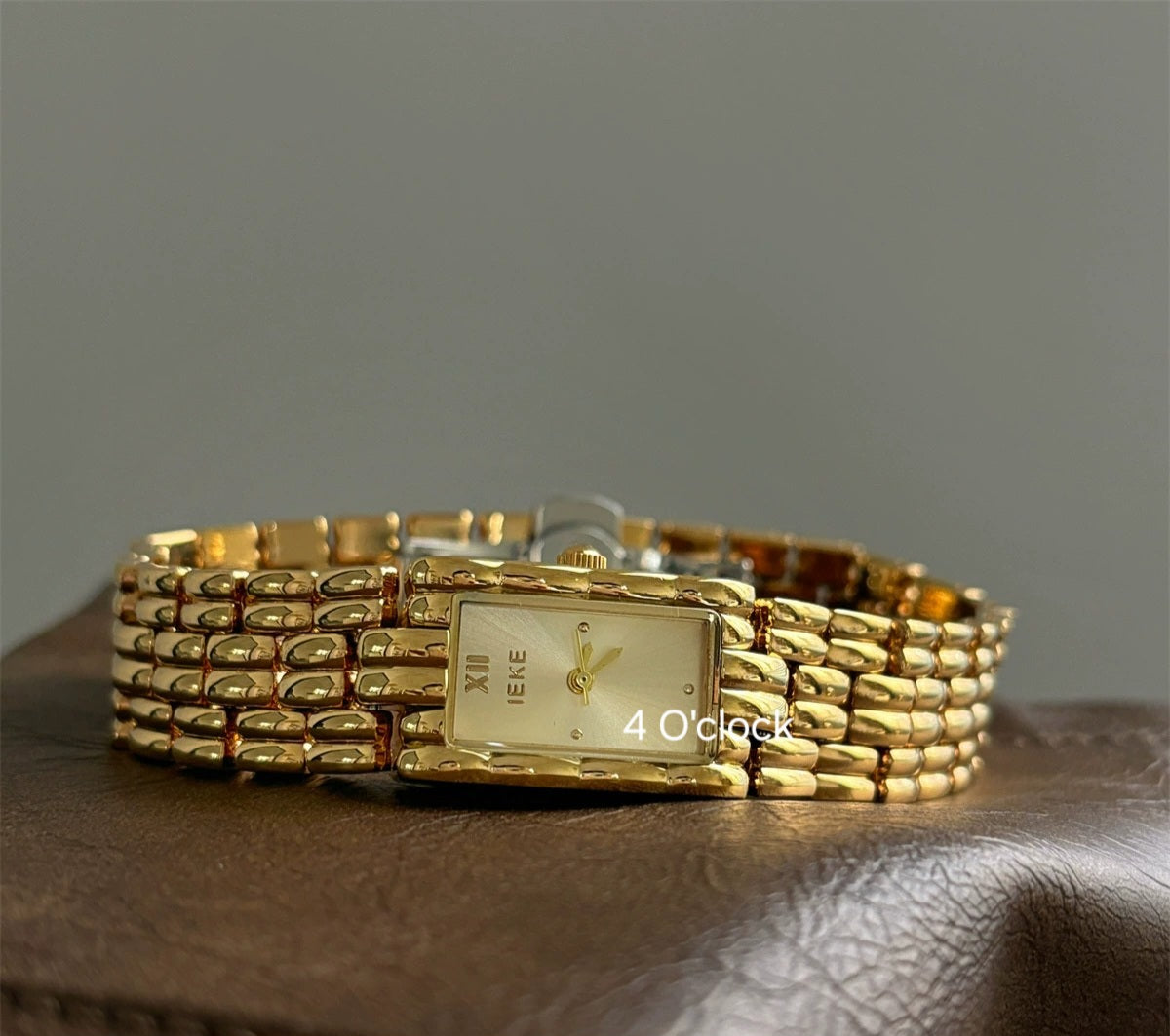 W08: IEKE Branded Wrist Watch: Golden (WITH BOX)