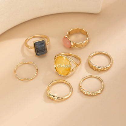 ✨RS101: Maximalistic Finger Ring Sets (Golden) - 6pcs (not adjustable)