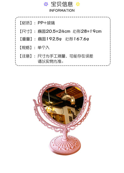 M05: Vintage Mirror: Vintage Heart Shape: Pink