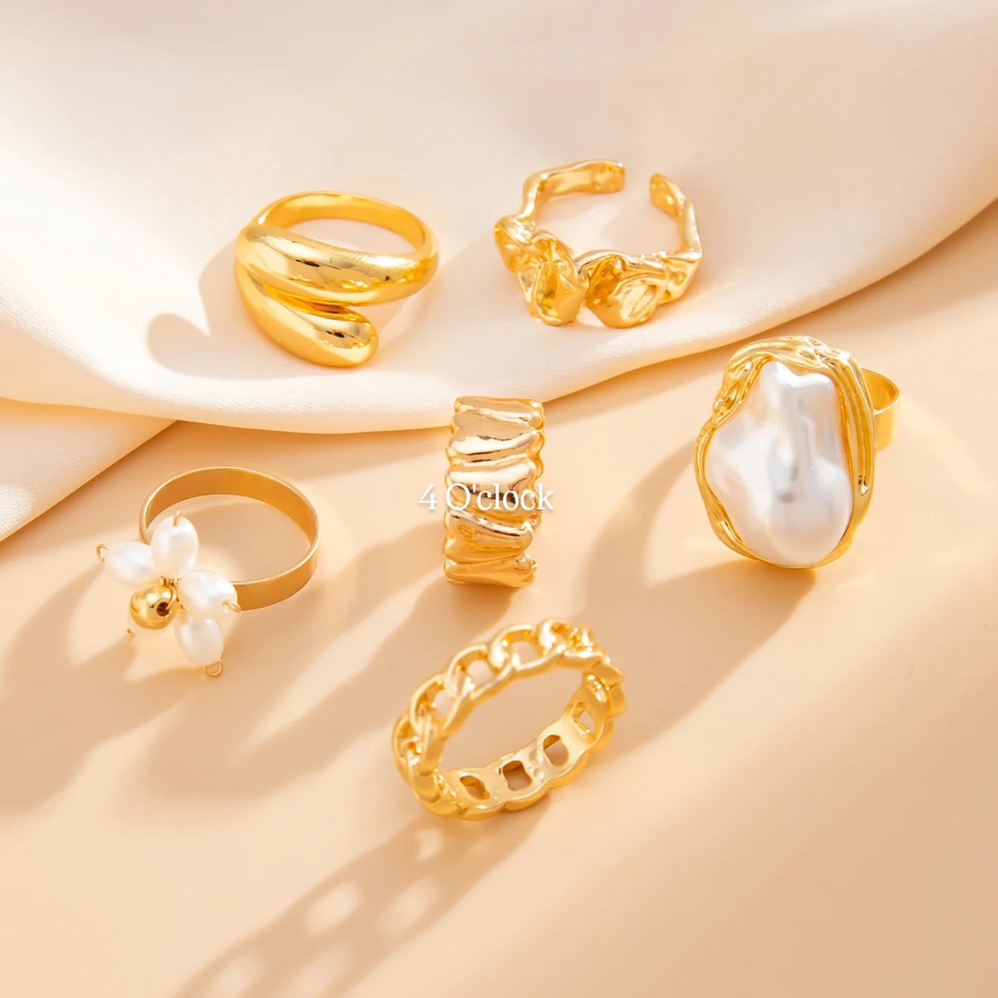 ✨RS109: Maximalistic Finger Ring Sets (Golden) - 6pcs (Adjustable-Non adjustable mixed sizes)