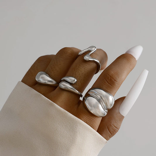 RS180: Maximalistic Finger Ring Sets (silver) - 4pcs