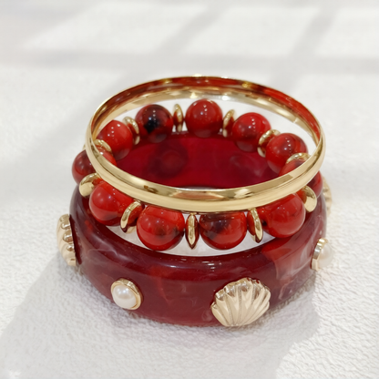 HC154: Trendy Resin Bangle Set: Strawberry Shortcake (3pcs)