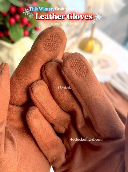 Leather Hand Gloves: Caramel