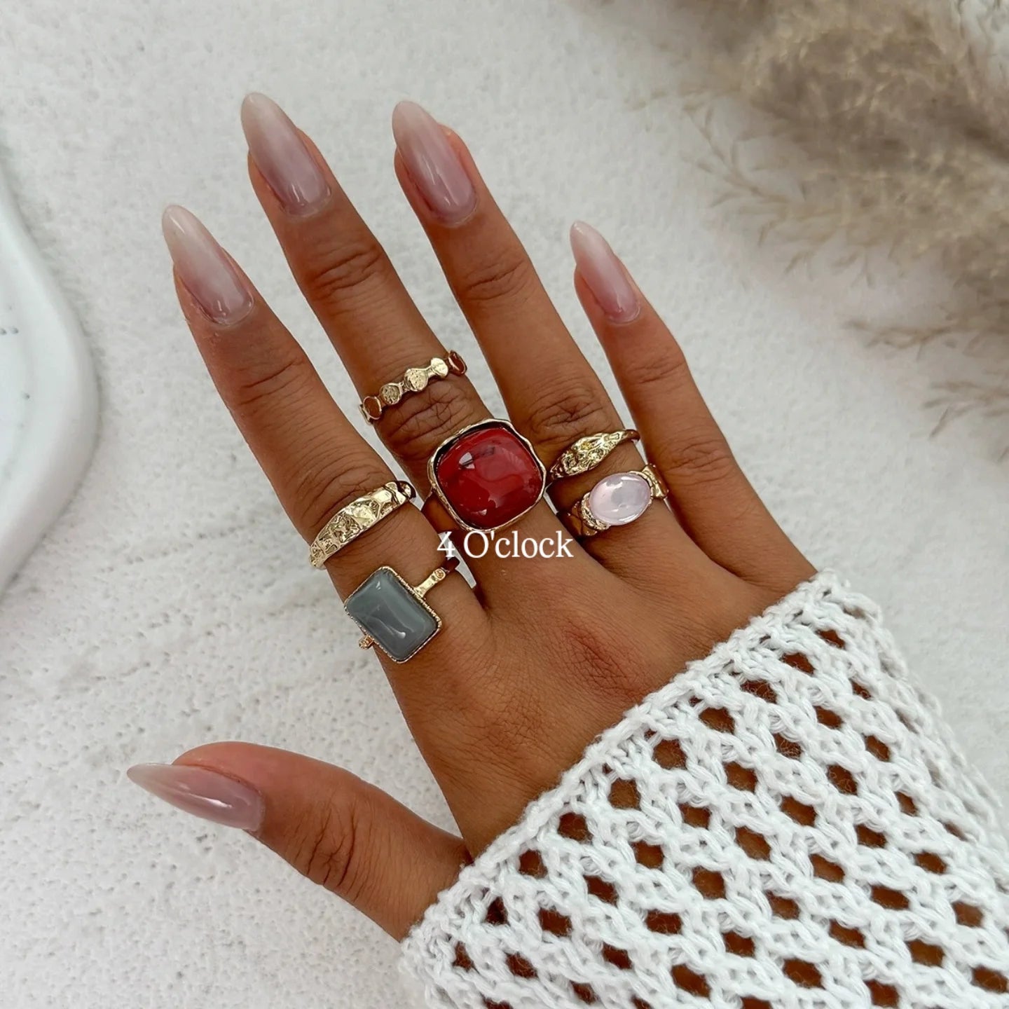 ✨RS100: Maximalistic Finger Ring Sets (Golden) - 6pcs (not adjustable)