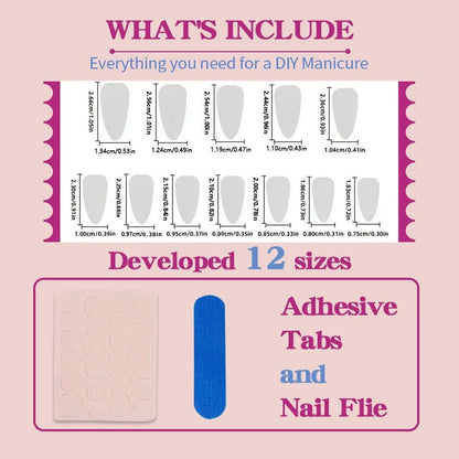 N11: Press On Nails: Stiletto French Tip (24 Pcs) - With FREE glue & kit.