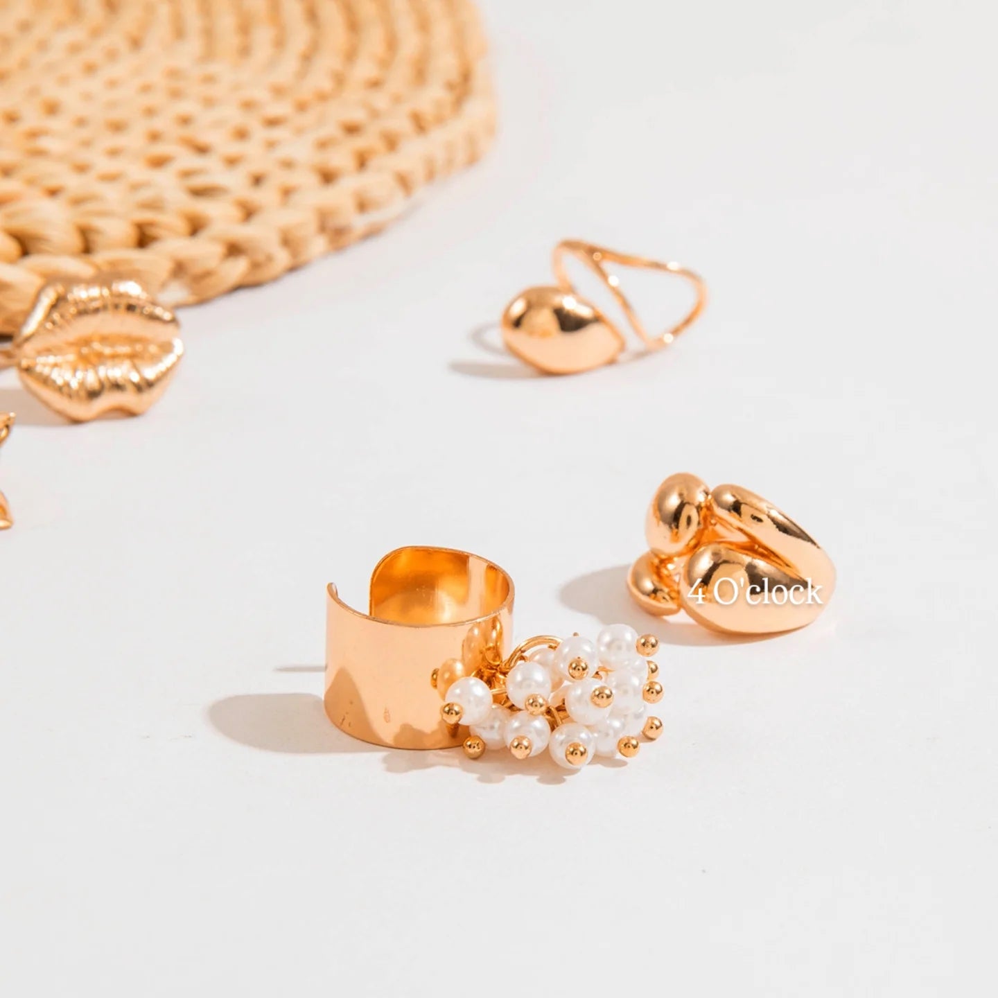 ✨RS86: Maximalistic Finger Ring Sets (Golden) - 5pcs (Adjustable-Non adjustable mixed sizes)