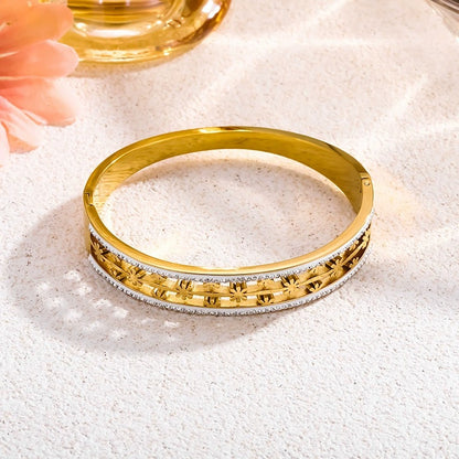 CB16: 18k Gold Plated Premium Stainless Steel Cuff Bangles: Celestial Star