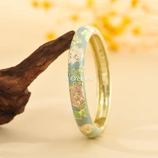 ✨🦢VC90: Vintage Victorian Enamel Bangles :  Forest Veil 🌸🕯️