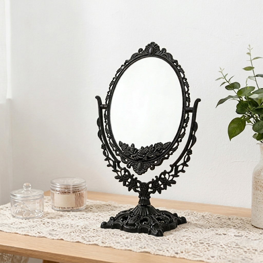 M25: Vintage Mirror: Vintage Oval: Black