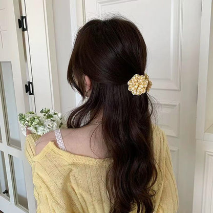 Gingham Flower Hairclaws: Yellow