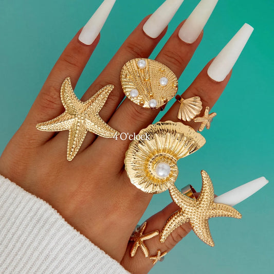 ✨RS94: Maximalistic Finger Ring Sets (Golden) - 6pcs (Full set adjustable)