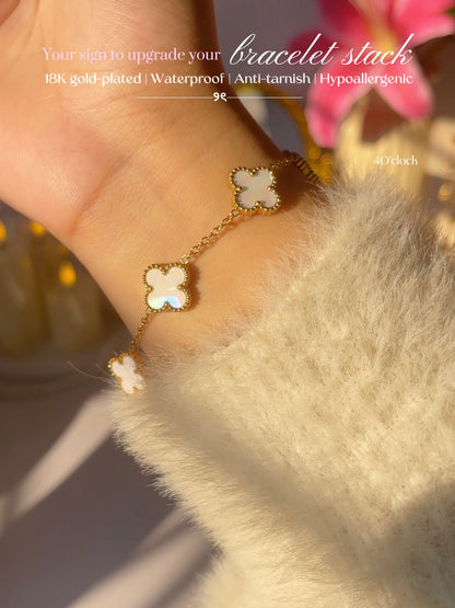 B50: 18k Gold Plated Stainless Steel Minimalist Bracelet:White Gradient