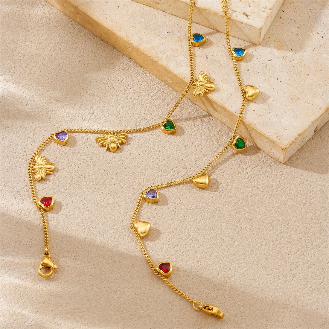BN18: 18K Gold Plated Premium Stainless Steel Charm Bracelet