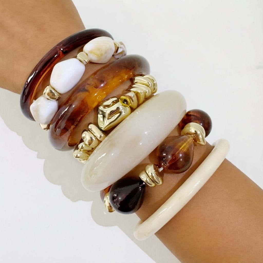 HC198: Trendy Resin Bangle Set (7 pcs)