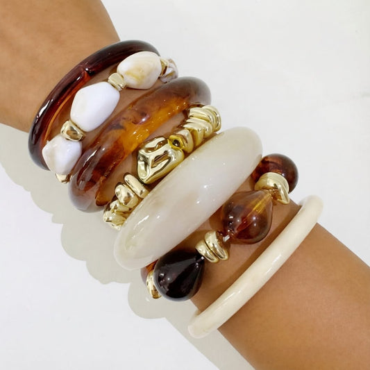 HC198: Trendy Resin Bangle Set (7 pcs)