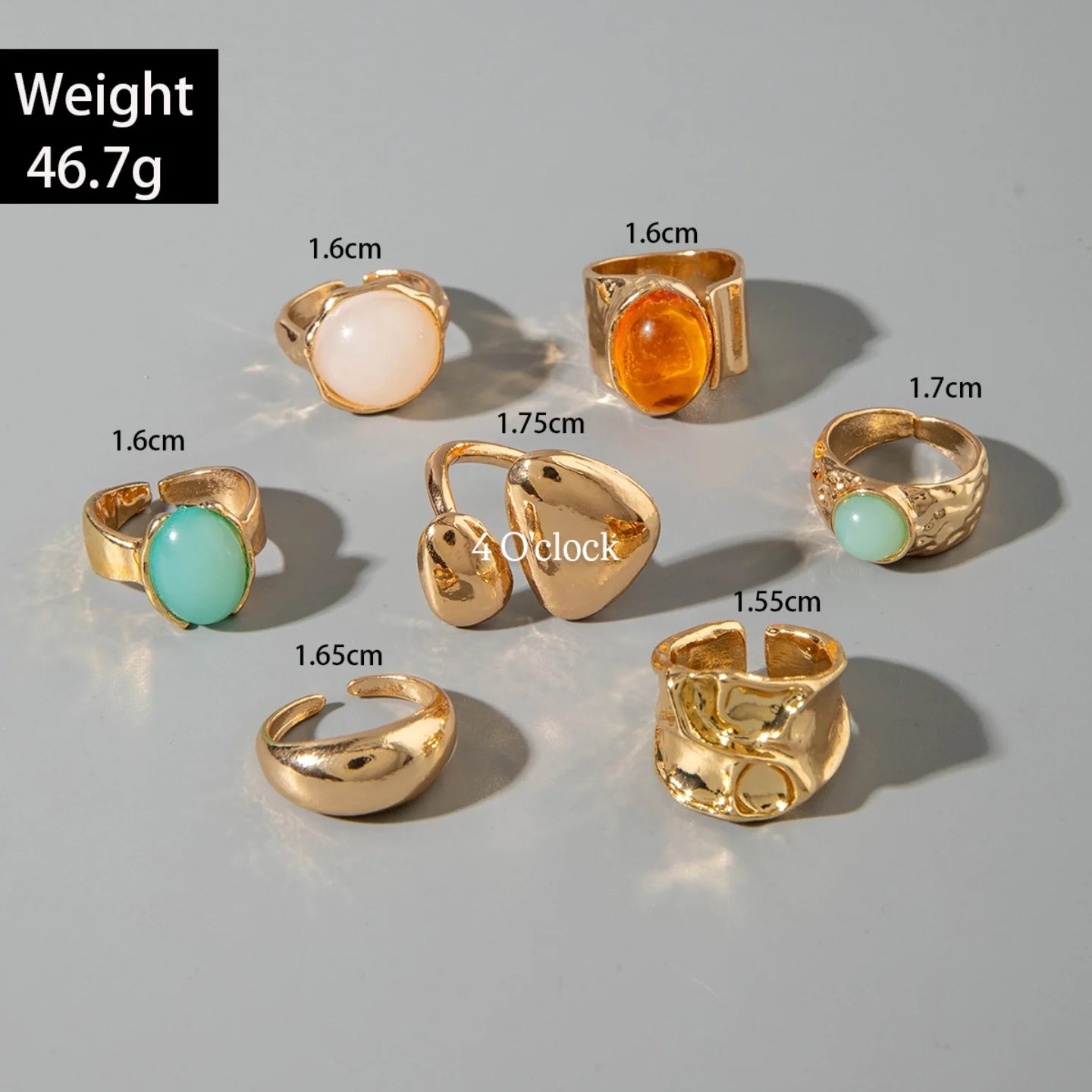 ✨RS77: Maximalistic Finger Ring Sets (Golden) - 7pcs (Full set adjustable)