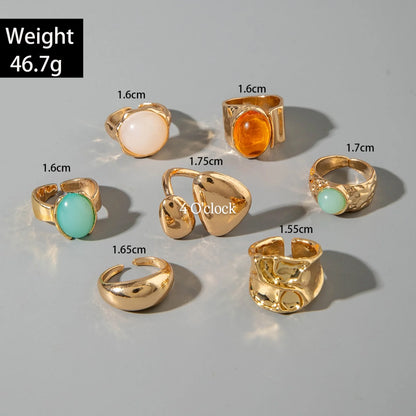 ✨RS77: Maximalistic Finger Ring Sets (Golden) - 7pcs (Full set adjustable)