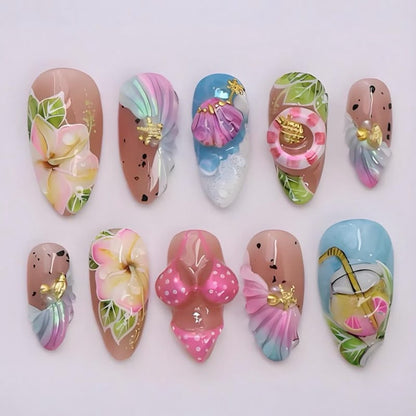 NS2: 3D Press On Nails Set. Size M (10 pcs)