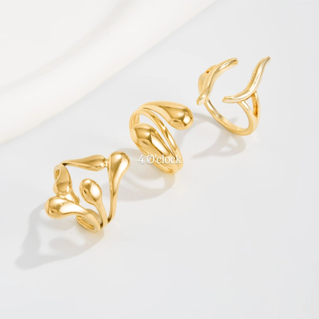 ✨RS107: Maximalistic Finger Ring Sets (Golden) - 3pcs (Full set adjustable)