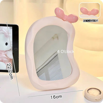 M18: Irregular Shaped Bow Mirror: Light Pink