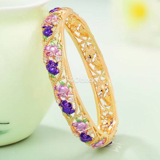 ✨🏰VC05: Cloisonné Vintage Victorian Bangles : Purple 🌸🕯️