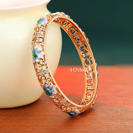 ✨🏰VC50: Cloisonné Vintage Victorian Bangles : Blue 🌸🕯️