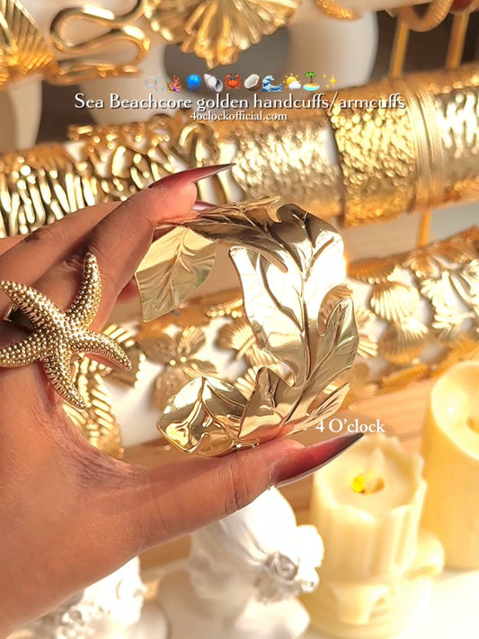 ✨HC12: Handcuff for Stack: Gold Large Leaf Bracelet ✨