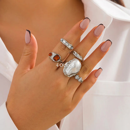 ✨RS118: Maximalistic Finger Ring Sets (Silver) - 3pcs (Adjustable-Non adjustable mixed sizes)
