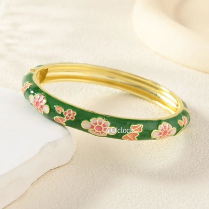 ✨🦢VC189: Vintage Victorian Enamel Bangles : Emerald Forest 🌸🕯️