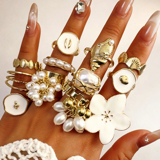 RS124: Maximalistic Finger Ring Sets (Golden) - 12 pcs