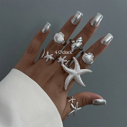 ✨RS97: Maximalistic Finger Ring Sets (Silver) - 7pcs (Full set adjustable)