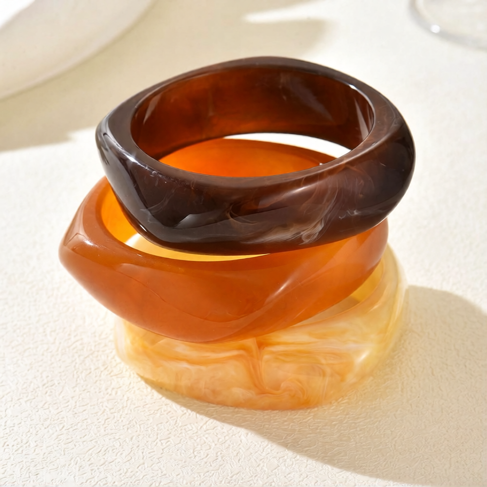 HC168: Trendy Resin Bangle Set (3pcs)