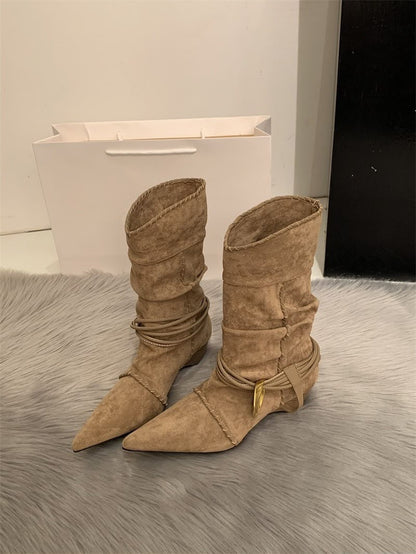 Faux Seude Boots: Apricot, Black, Brown (PRE ORDER ONLY)