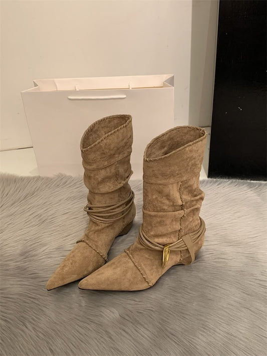 Faux Seude Boots: Apricot, Black, Brown (PRE ORDER ONLY)