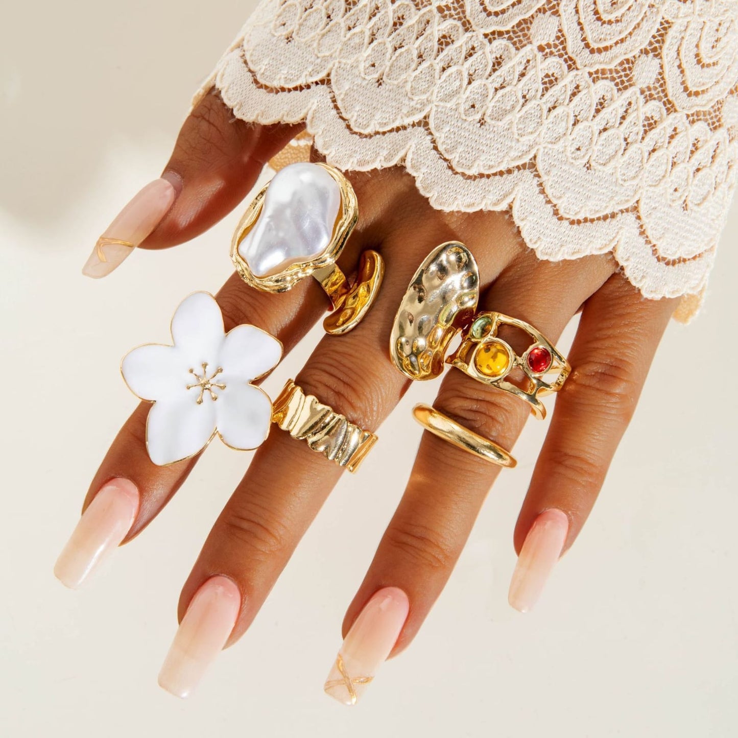 RS24: Maximalistic Finger Ring Sets (golden) - 6pcs