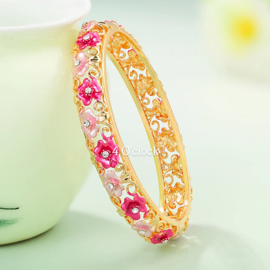 ✨🏰VC23: Cloisonné Vintage Victorian Bangles : Red & Pink 🌸🕯️