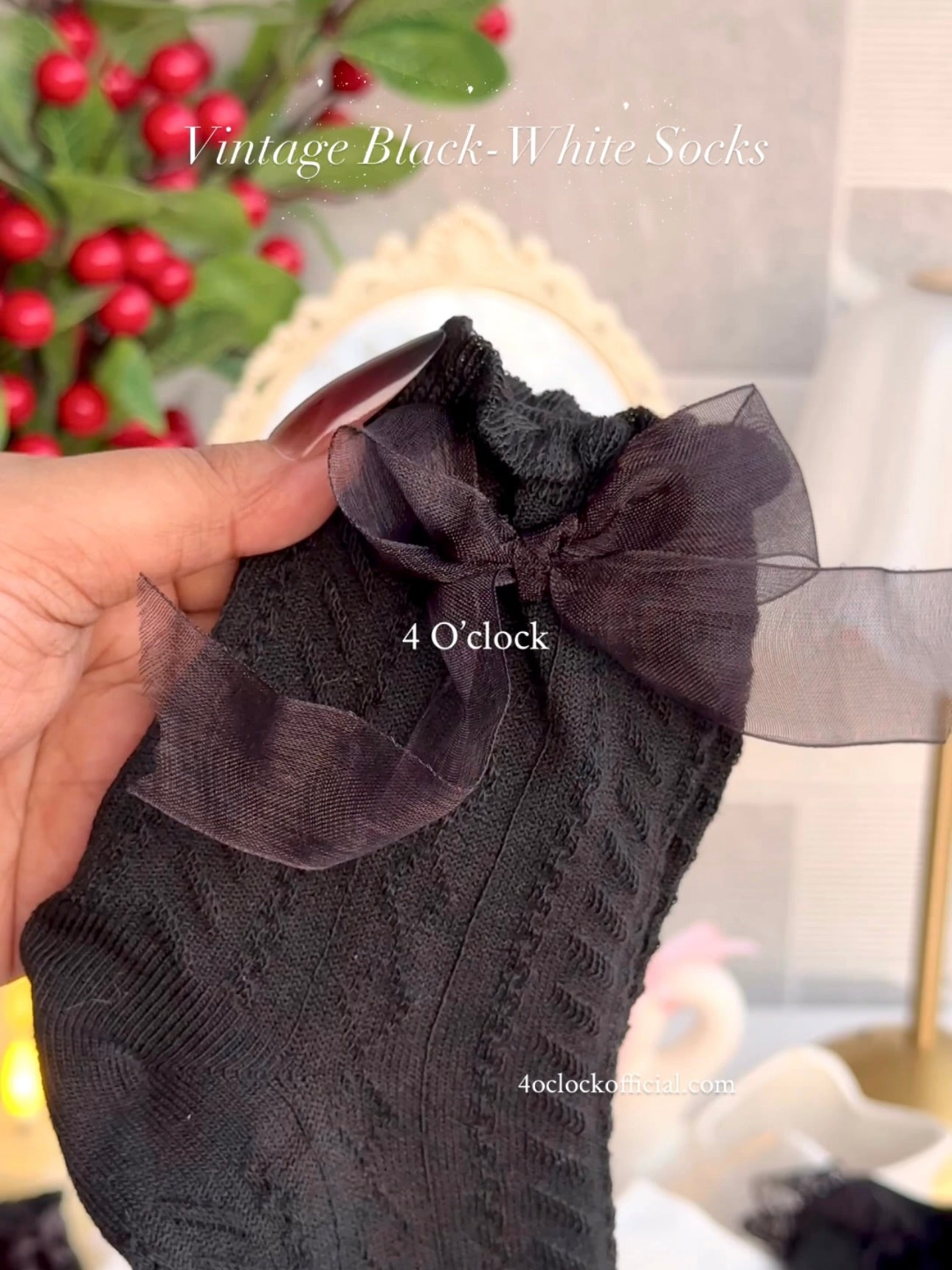 Vintage Socks: Black Bow
