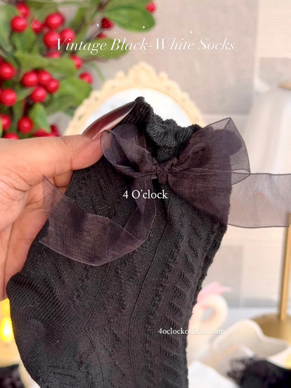 Vintage Socks: Black Bow