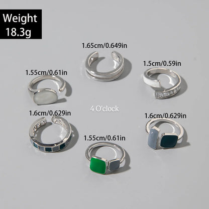 ✨RS90: Maximalistic Finger Ring Sets (Silver) - 6pcs (Adjustable-Non adjustable mixed sizes)