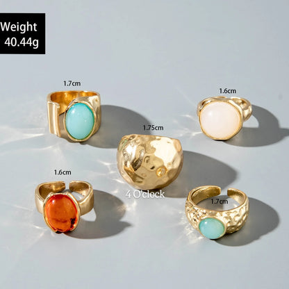 ✨RS75: Maximalistic Finger Ring Sets (Golden) - 5pcs (Full set adjustable)