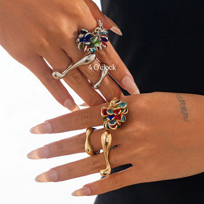 ✨RS115: Maximalistic Finger Ring Sets (Golden) - 3pcs (Adjustable-Non adjustable mixed sizes)