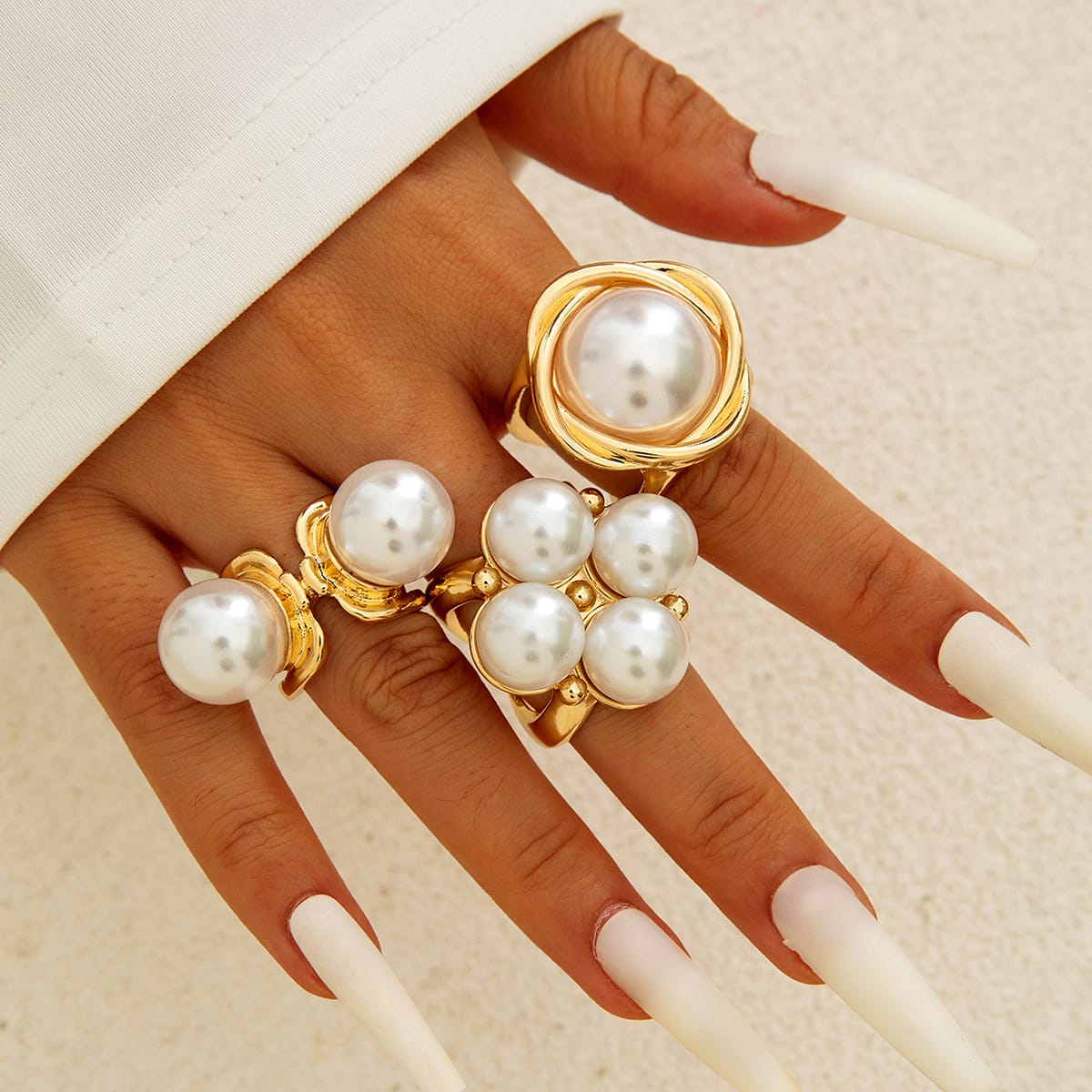RS190: Maximalistic Finger Ring Sets (Golden) - 3pcs