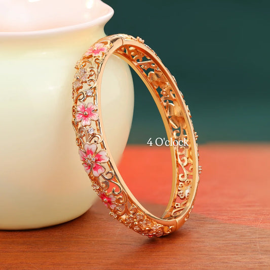 ✨🏰VC35: Cloisonné Vintage Victorian Bangles : Red & Pink 🌸🕯️