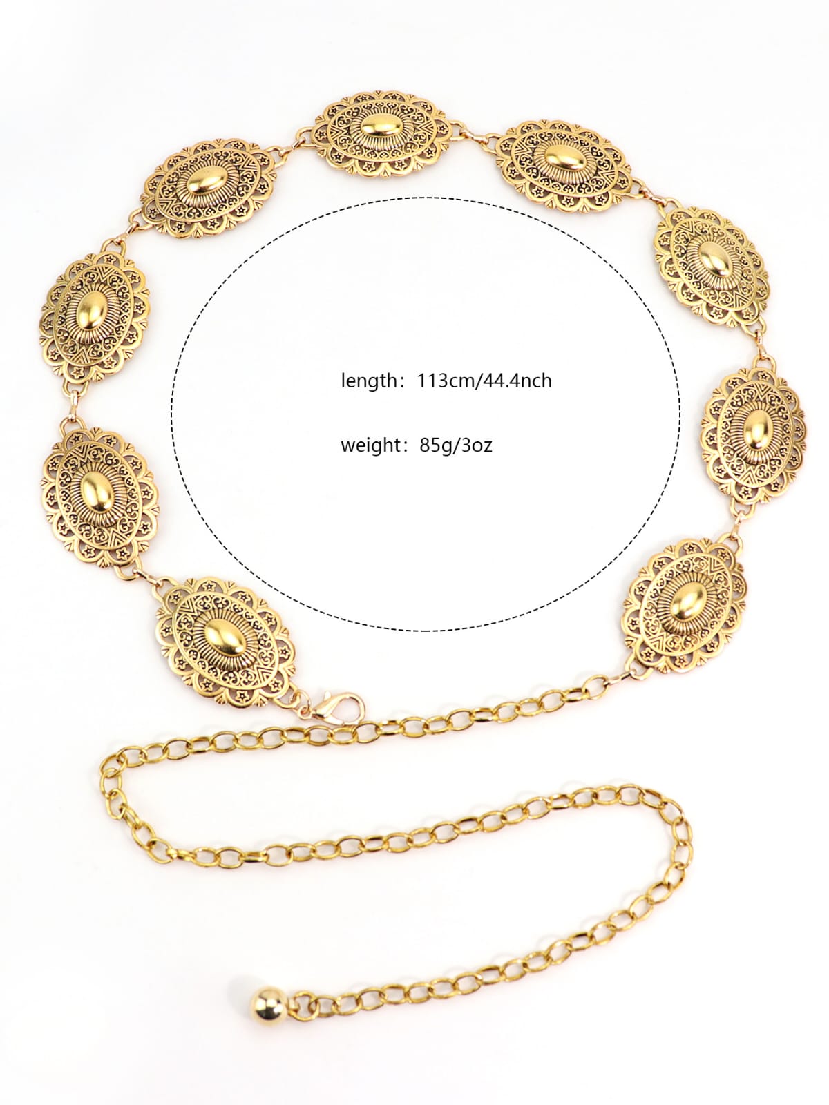 WC10: Pinteresty Waist Chains: Large Oval Golden