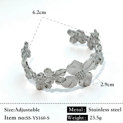 HC174: 18K Gold Plated Stainless Steel Handcuff Bracelet (Silver)