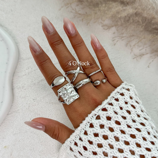 ✨RS106: Maximalistic Finger Ring Sets (Silver) - 6pcs (Full set adjustable)