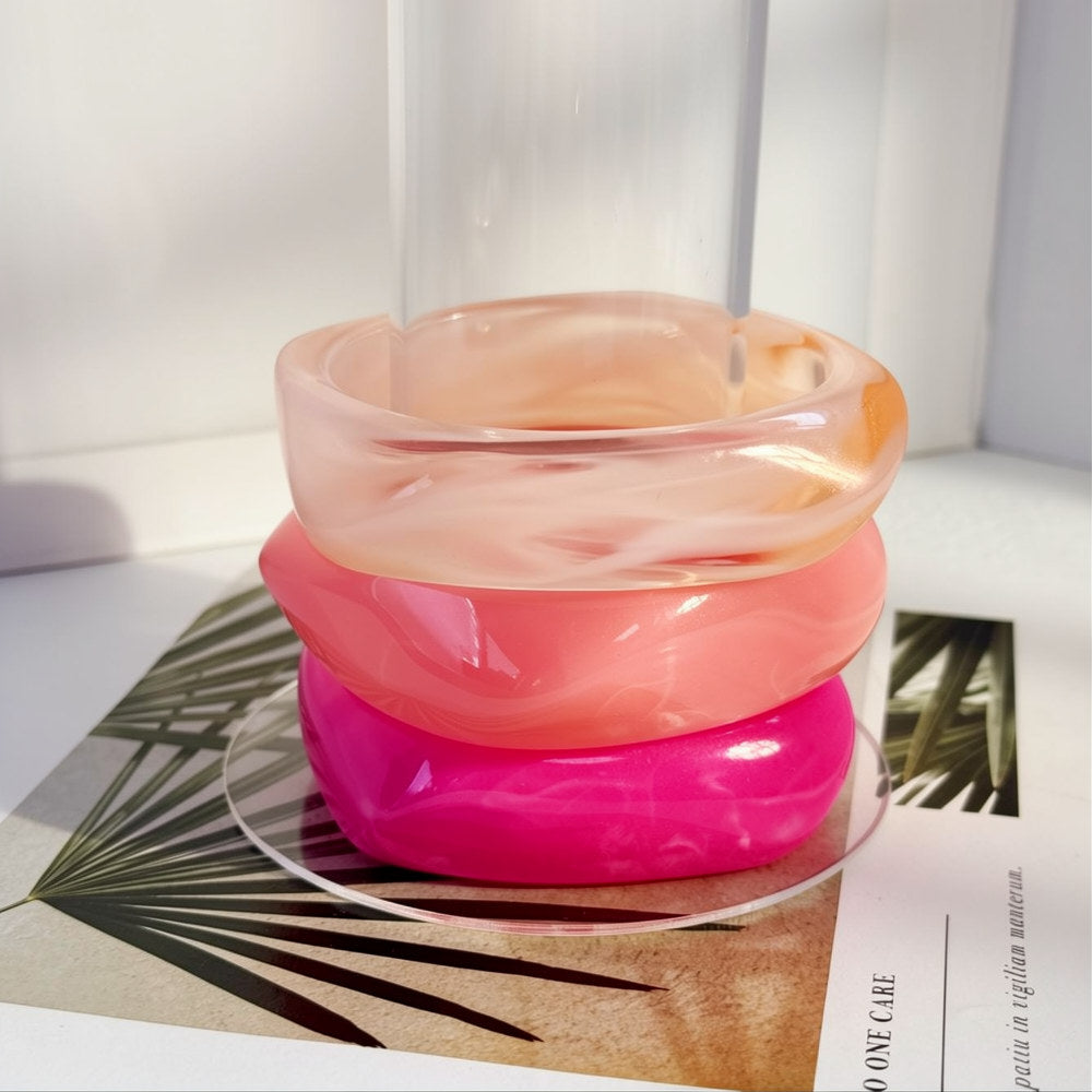 HC173: Trendy Resin Bangle Set (3pcs)