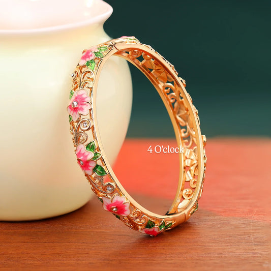 ✨🏰VC47: Cloisonné Vintage Victorian Bangles : Red & Pink 🌸🕯️