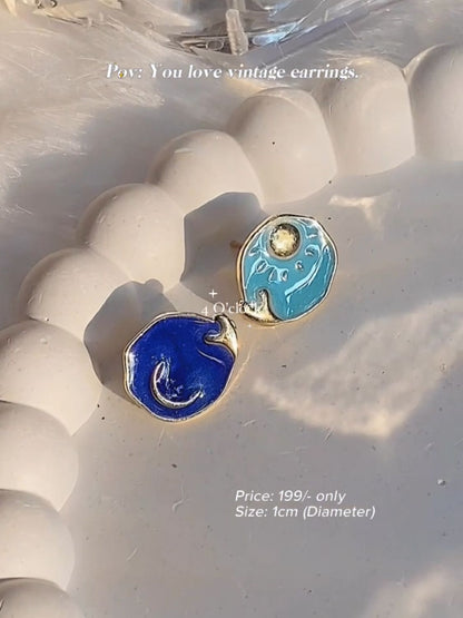 Vintage Earrings: Sun-Moon